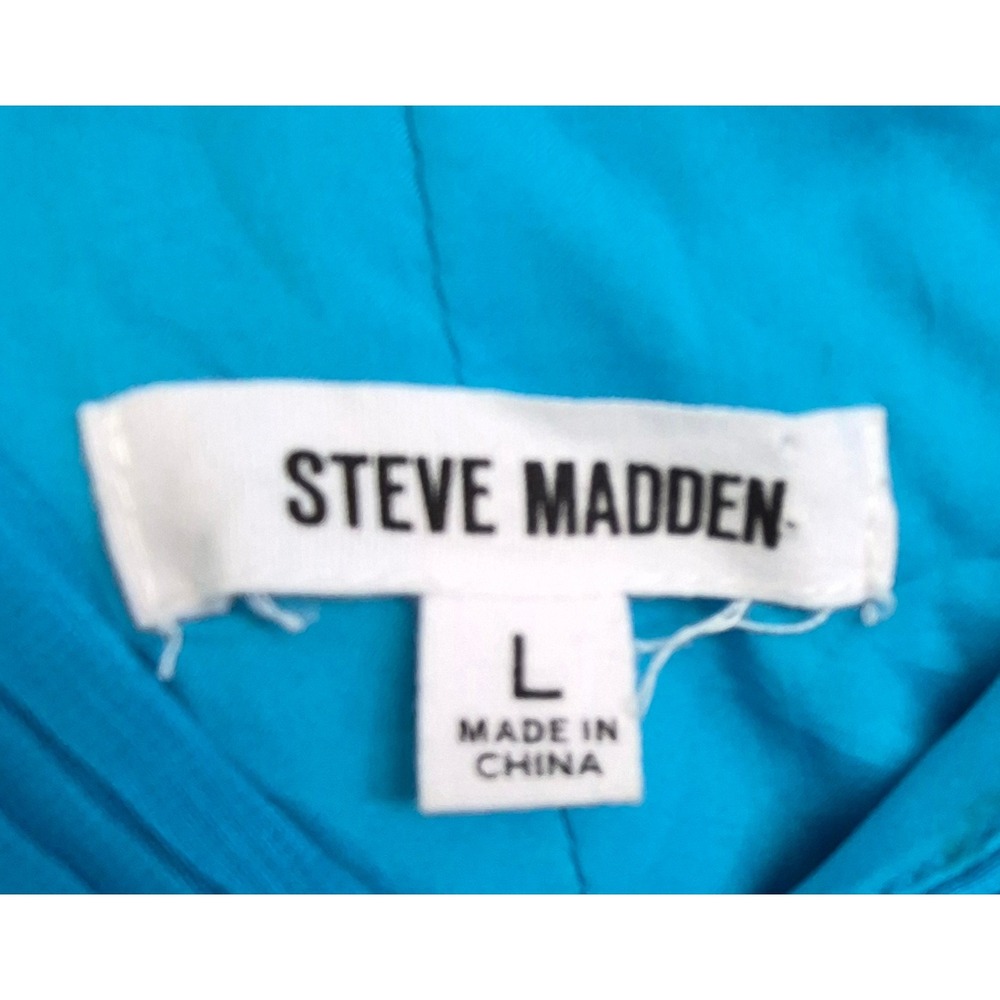 Steve Madden Womens Blue Pleated V-Neck Smocked Waist Midi Dress L BN108583 - Picture 3 of 5